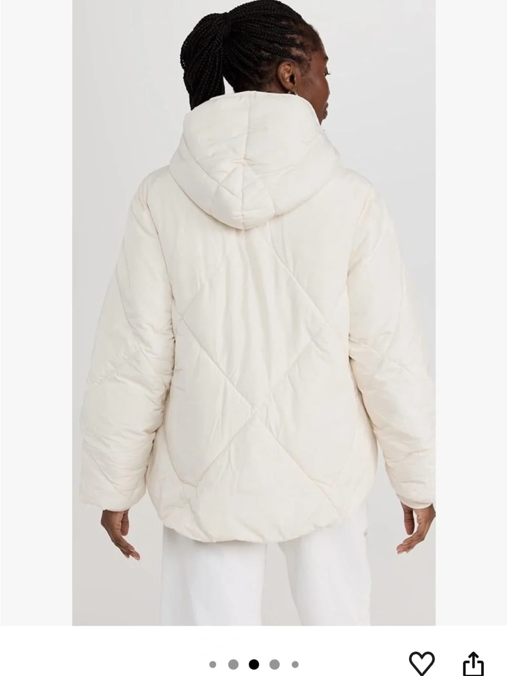 Free people Cream Quilted Hooded Puffer Jacket